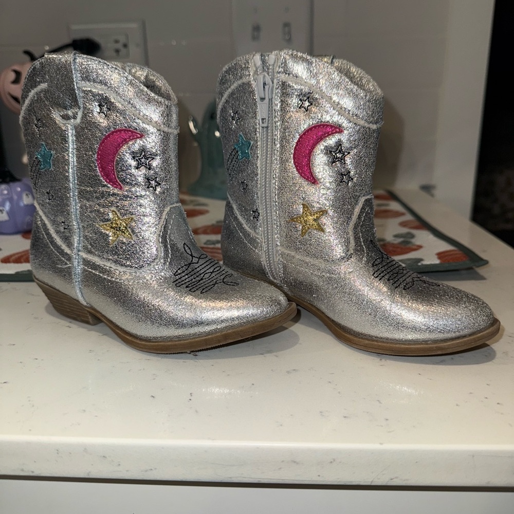 Tucker + Tate Silver Kids Boots with Pink and Gold Accents
